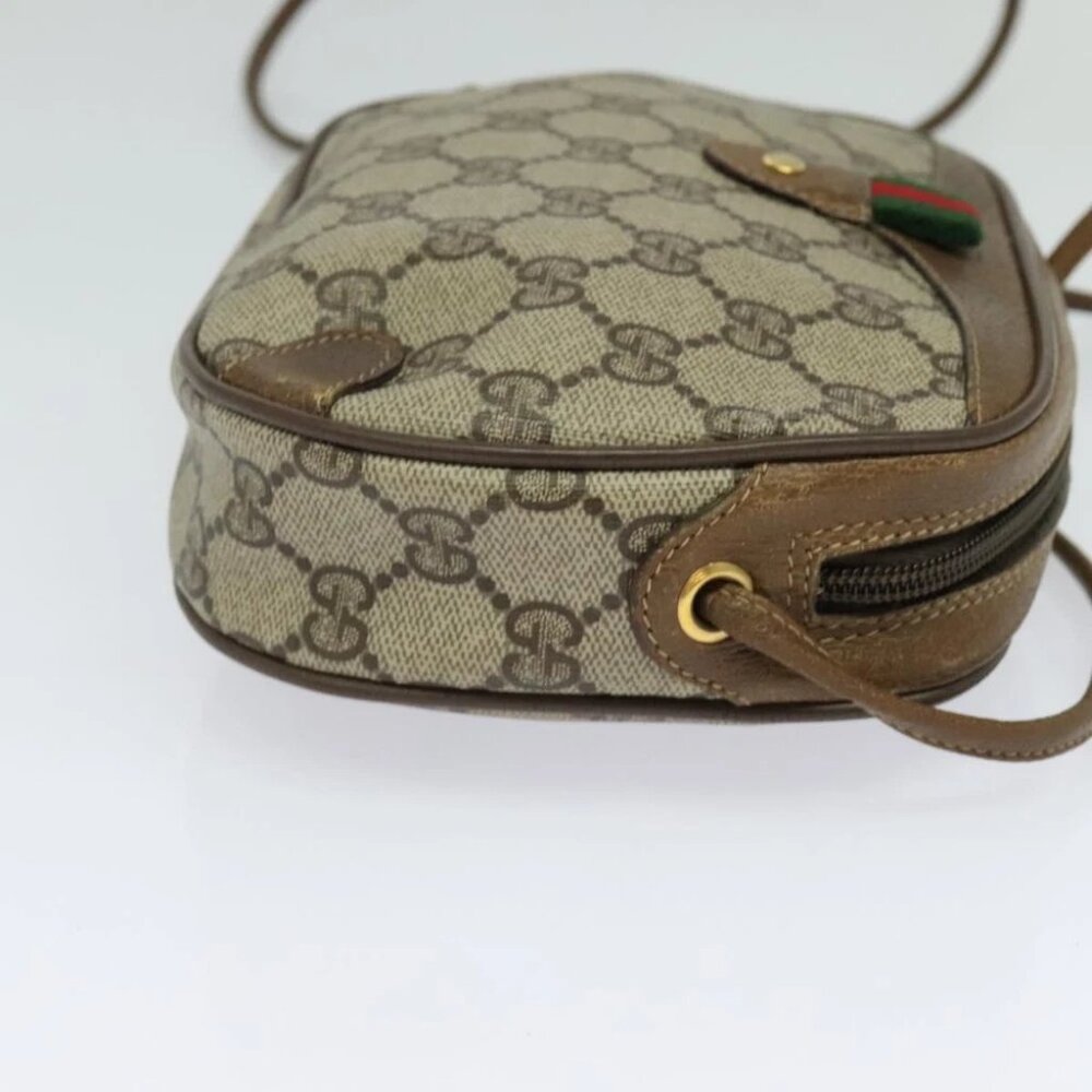 GUCCI GG Supreme Web Sherry Line Bag PVC Beige Gold - Picture 6 of 15